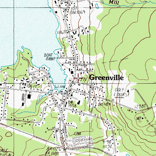 Topographic Map of Greenville Post Office (historical), ME