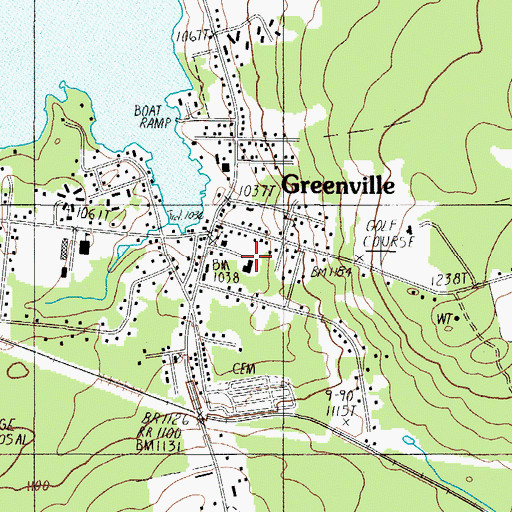 Topographic Map of Greenville Town Office, ME