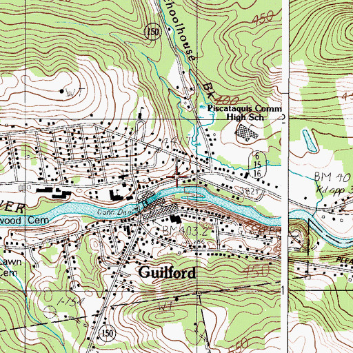 Topographic Map of Guilford Memorial Library, ME