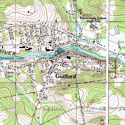 Topographic Map of Guilford Post Office, ME