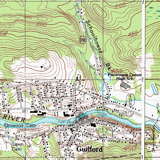 Topographic Map of Guilford Primary School (historical), ME