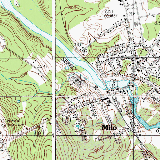 Topographic Map of Penquis Valley High School, ME