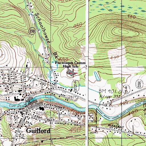 Topographic Map of Piscataquis Community Secondary School, ME