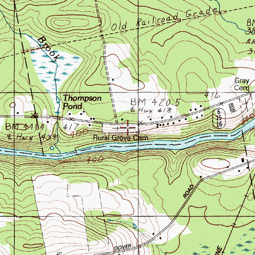 Topographic Map of Rural Grove Cemetery, ME