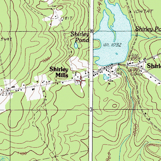 Topographic Map of Shirley Mills Cemetery, ME