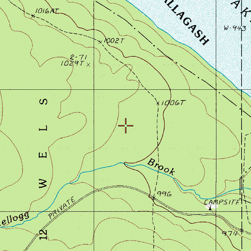 Topographic Map of Thoroughfare Campsite, ME