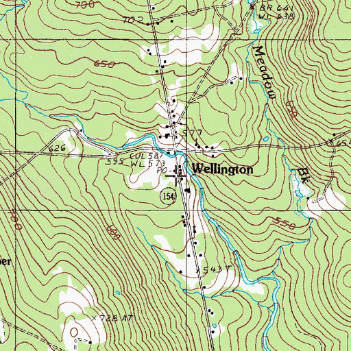Topographic Map of Wellington Post Office, ME