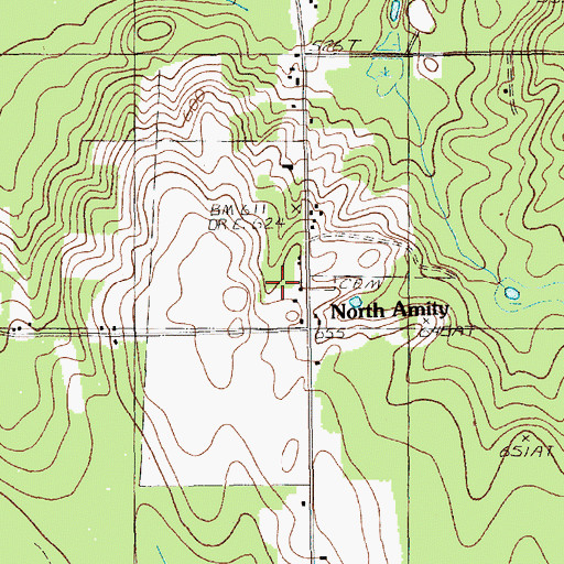 Topographic Map of Amity Baptist Church, ME