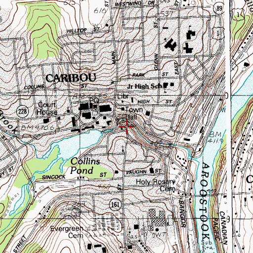 Topographic Map of Aroostook Episcopal Church, ME