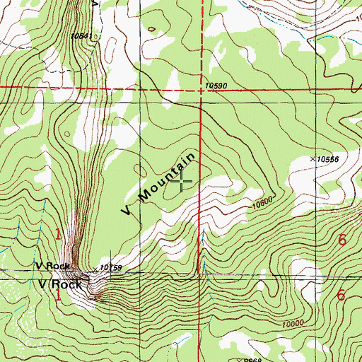 Topographic Map of V Mountain, CO