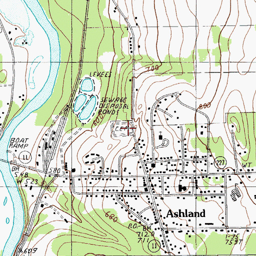 Topographic Map of Ashland Municipal Cemetery, ME