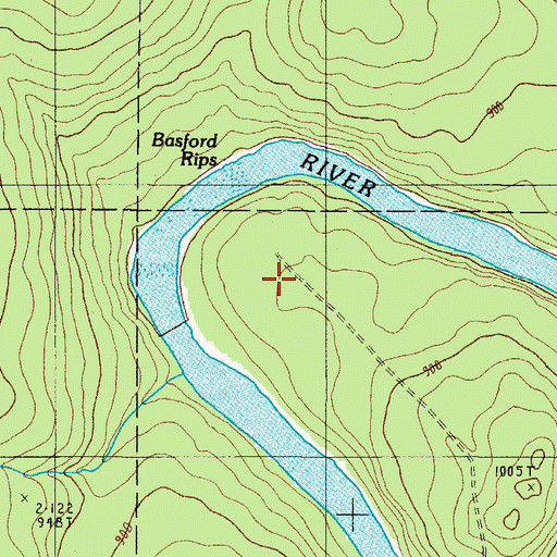 Topographic Map of Basford Rips, ME