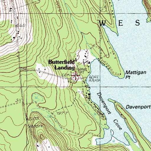 Topographic Map of Butterfield Cemetery, ME