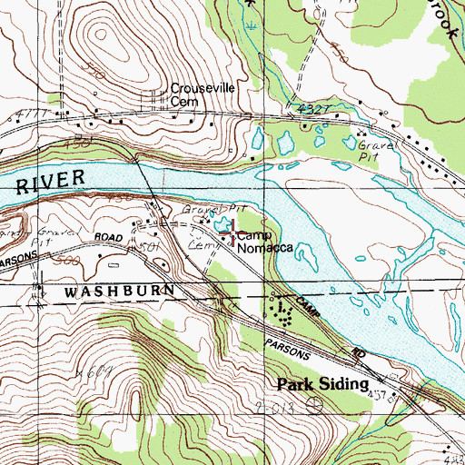 Topographic Map of Camp Nomacca, ME