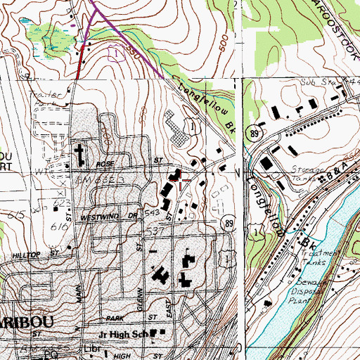 Topographic Map of Caribou Skyway Plaza Shopping Center, ME