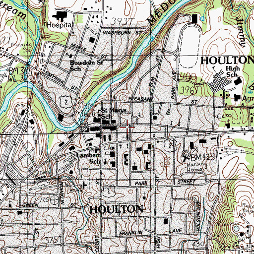 Topographic Map of Cary Library, ME