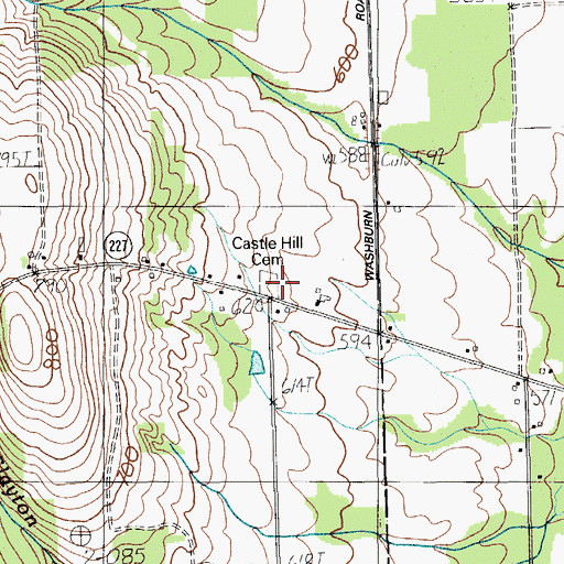 Topographic Map of Castle Hill Cemetery, ME