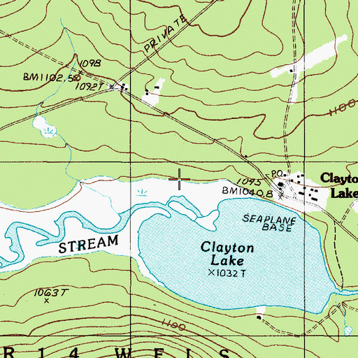 Topographic Map of Clayton Lake Post Office, ME