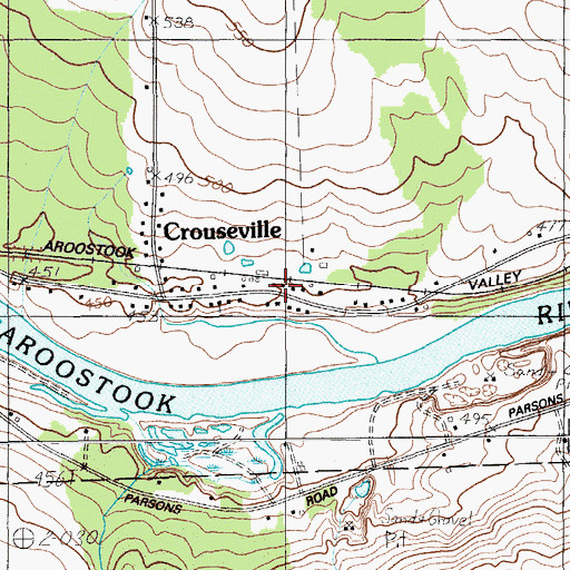 Topographic Map of Crouseville Post Office, ME