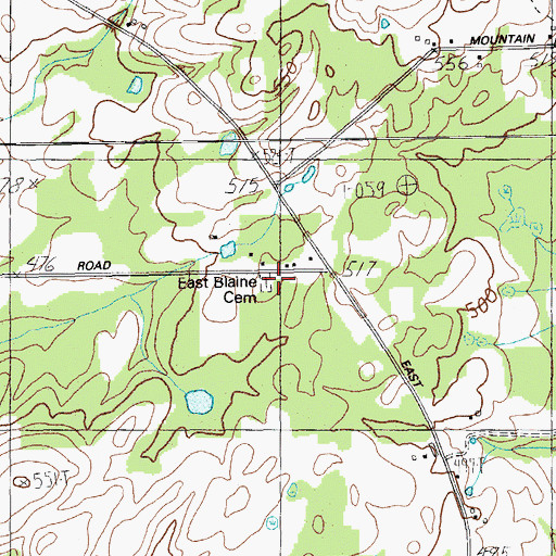 Topographic Map of East Blaine Cemetery, ME