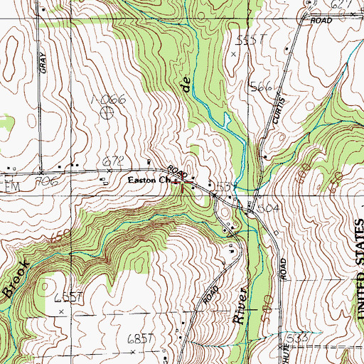 Topographic Map of Easton Church, ME