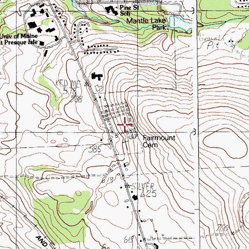 Topographic Map of Fairmount Cemetery, ME