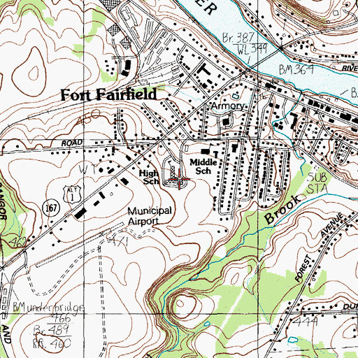 Topographic Map of Fort Fairfield High School, ME