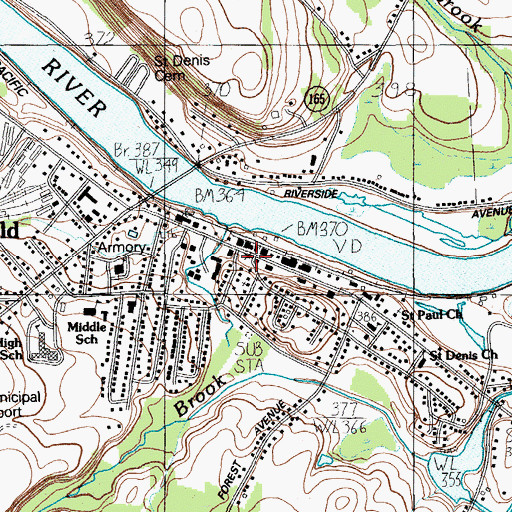 Topographic Map of Fort Fairfield Post Office, ME