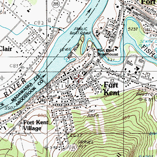 Topographic Map of Fort Kent Post Office (historical), ME