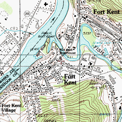Topographic Map of Fort Kent Public Library, ME
