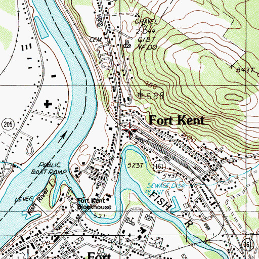 Topographic Map of Fort Kent Railroad Station (historical), ME