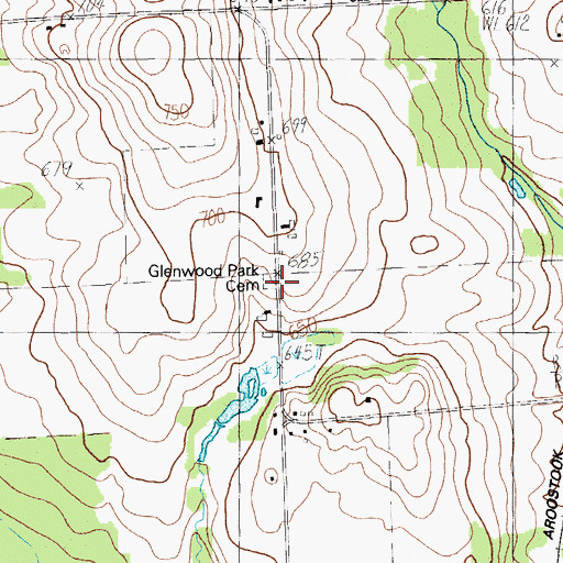 Topographic Map of Glenwood Park Cemetery, ME