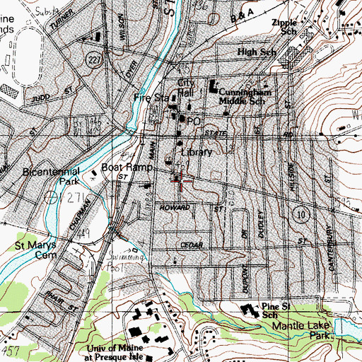 Topographic Map of Grant Memorial United Methodist Church, ME
