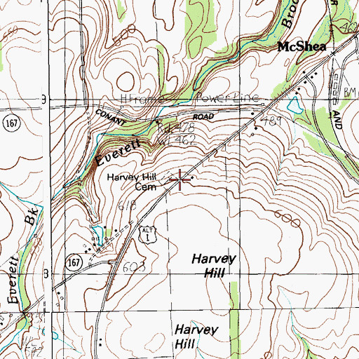 Topographic Map of Harvey Hill Cemetery, ME