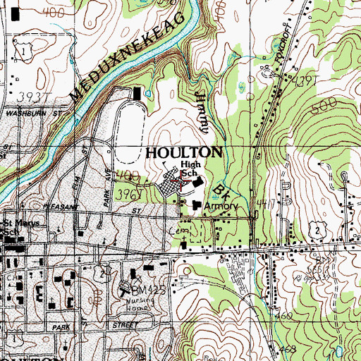Topographic Map of Houlton Junior High School, ME