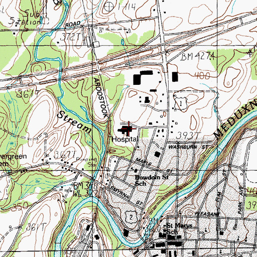 Topographic Map of Houlton Regional Hospital Medical Library, ME
