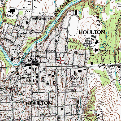 Topographic Map of Houltons Market Square Shopping Center, ME