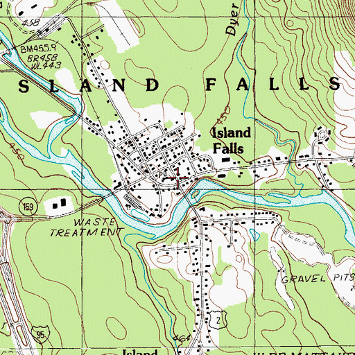 Topographic Map of Island Falls Post Office, ME
