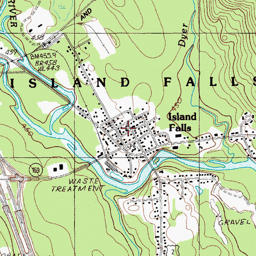 Topographic Map of Island Falls United Baptist Church, ME