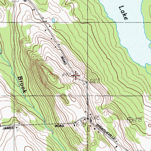 Topographic Map of James Schoolhouse (historical), ME