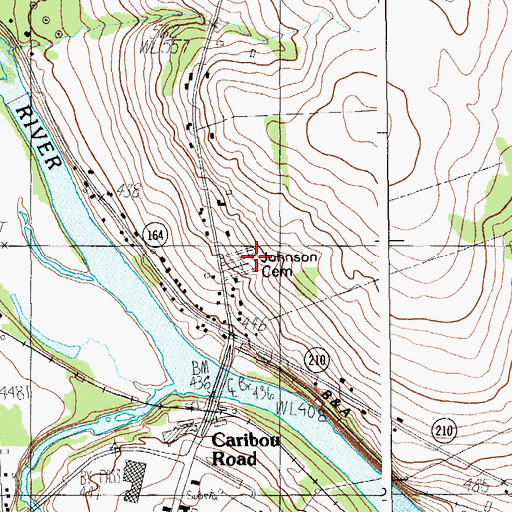 Topographic Map of Johnson Cemetery, ME