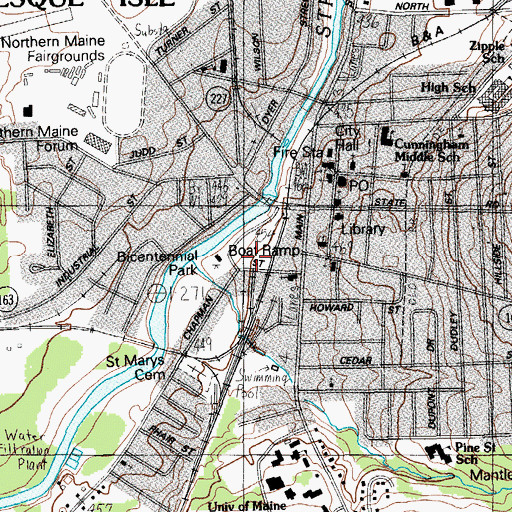 Topographic Map of Julian W Turner Courthouse, ME