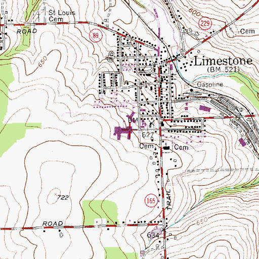 Topographic Map of Limestone Community School, ME