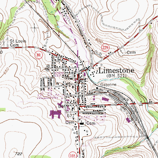 Topographic Map of Limestone Post Office, ME