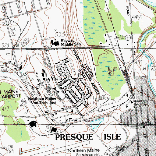 Topographic Map of Loring Family Housing Annex, ME