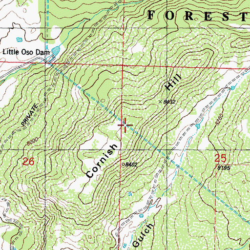 Topographic Map of Cornish Hill, CO