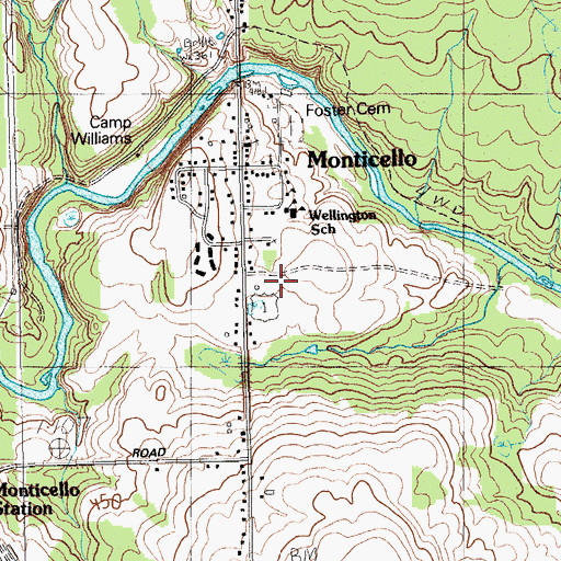 Topographic Map of Monticello Wesleyan Church, ME