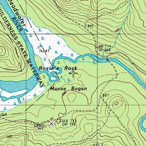 Topographic Map of Moose Bogan, ME