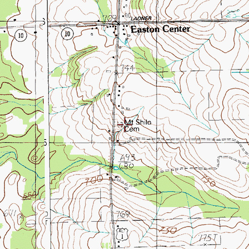 Topographic Map of Mount Shilo Cemetery, ME