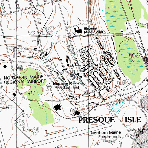 Topographic Map of Northern Maine Community College, ME